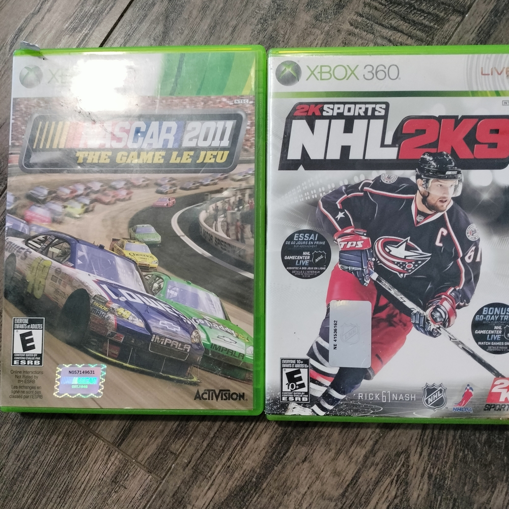 Green Xbox 360 Games with NASCAR 2011 and NHL 2K9